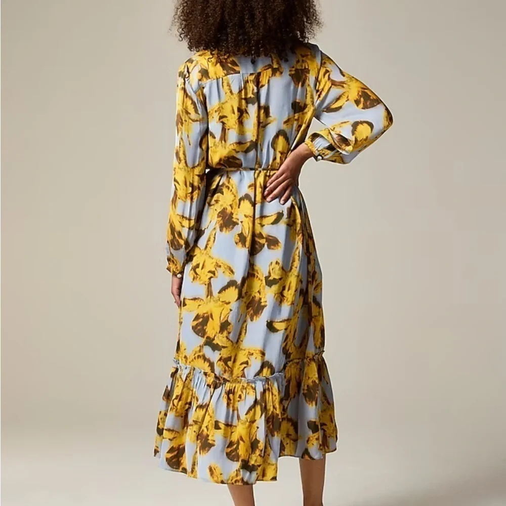 J crew Long Amelia shirtdress in floral drapey viscose twill